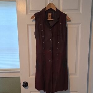 Women's Leather Byrgundy Vest